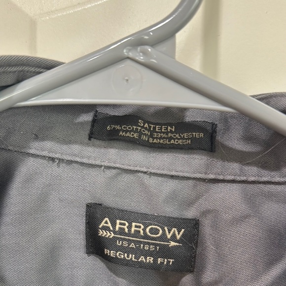 Arrow Gray Dress Shirt Classic Style / A10 - Picture 3 of 4